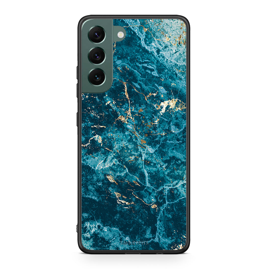 Samsung S22 Plus Marble Blue θήκη από τη Smartfits με σχέδιο στο πίσω μέρος και μαύρο περίβλημα | Smartphone case with colorful back and black bezels by Smartfits