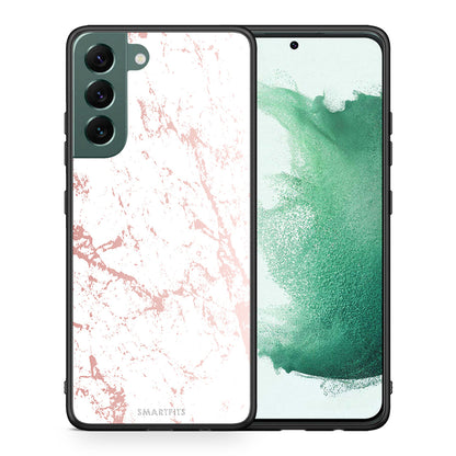 Θήκη Samsung S22 Plus Pink Splash Marble από τη Smartfits με σχέδιο στο πίσω μέρος και μαύρο περίβλημα | Samsung S22 Plus Pink Splash Marble case with colorful back and black bezels