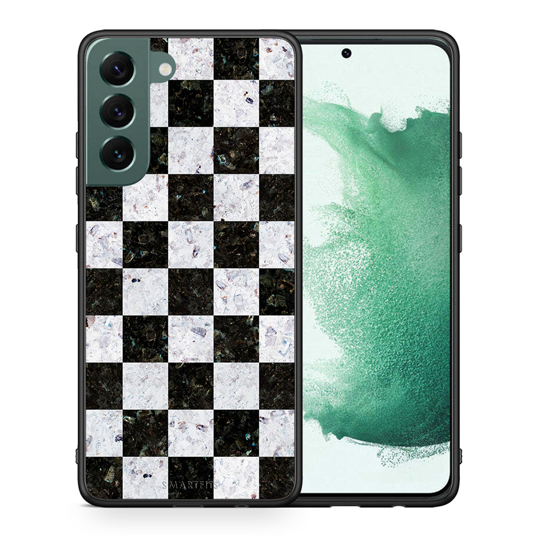Θήκη Samsung S22 Plus Square Geometric Marble από τη Smartfits με σχέδιο στο πίσω μέρος και μαύρο περίβλημα | Samsung S22 Plus Square Geometric Marble case with colorful back and black bezels