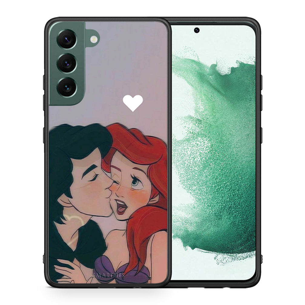 Θήκη Αγίου Βαλεντίνου Samsung S22 Plus Mermaid Love από τη Smartfits με σχέδιο στο πίσω μέρος και μαύρο περίβλημα | Samsung S22 Plus Mermaid Love case with colorful back and black bezels
