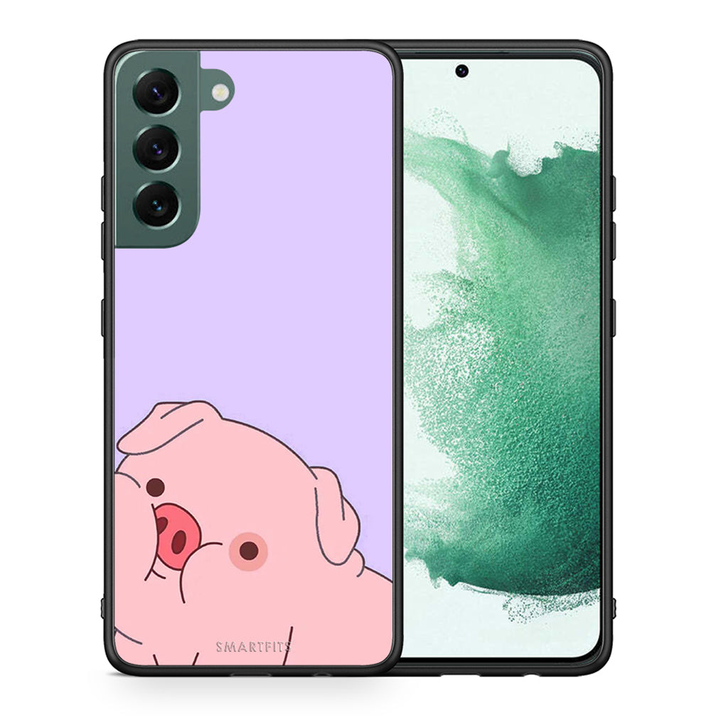 Θήκη Αγίου Βαλεντίνου Samsung S22 Plus Pig Love 2 από τη Smartfits με σχέδιο στο πίσω μέρος και μαύρο περίβλημα | Samsung S22 Plus Pig Love 2 case with colorful back and black bezels