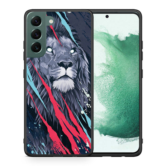 Θήκη Samsung S22 Plus Lion Designer PopArt από τη Smartfits με σχέδιο στο πίσω μέρος και μαύρο περίβλημα | Samsung S22 Plus Lion Designer PopArt case with colorful back and black bezels