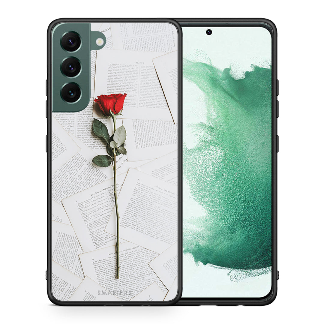 Θήκη Samsung S22 Plus Red Rose από τη Smartfits με σχέδιο στο πίσω μέρος και μαύρο περίβλημα | Samsung S22 Plus Red Rose case with colorful back and black bezels
