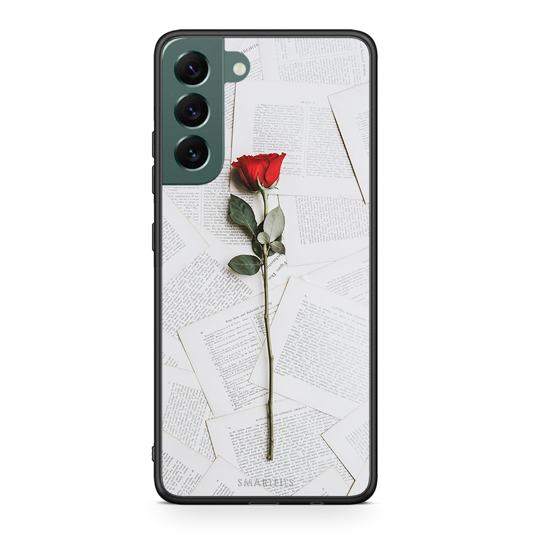 Samsung S22 Plus Red Rose θήκη από τη Smartfits με σχέδιο στο πίσω μέρος και μαύρο περίβλημα | Smartphone case with colorful back and black bezels by Smartfits