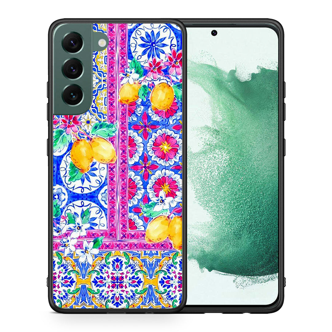 Θήκη Samsung S22 Plus Retro Spring από τη Smartfits με σχέδιο στο πίσω μέρος και μαύρο περίβλημα | Samsung S22 Plus Retro Spring case with colorful back and black bezels