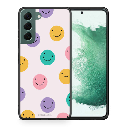 Θήκη Samsung S22 Plus Smiley Faces από τη Smartfits με σχέδιο στο πίσω μέρος και μαύρο περίβλημα | Samsung S22 Plus Smiley Faces case with colorful back and black bezels