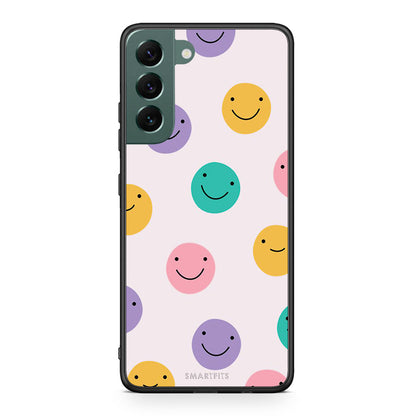 Samsung S22 Plus Smiley Faces θήκη από τη Smartfits με σχέδιο στο πίσω μέρος και μαύρο περίβλημα | Smartphone case with colorful back and black bezels by Smartfits