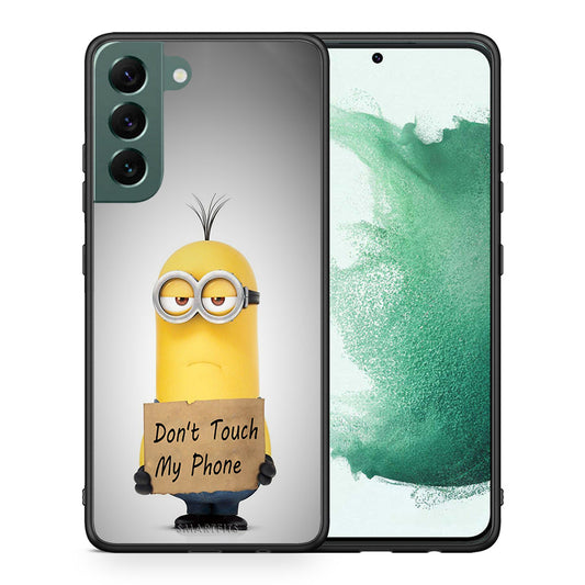 Θήκη Samsung S22 Plus Minion Text από τη Smartfits με σχέδιο στο πίσω μέρος και μαύρο περίβλημα | Samsung S22 Plus Minion Text case with colorful back and black bezels