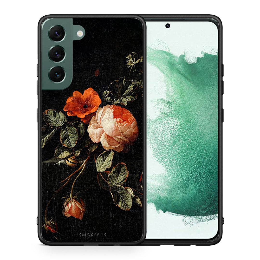 Θήκη Samsung S22 Plus Vintage Roses από τη Smartfits με σχέδιο στο πίσω μέρος και μαύρο περίβλημα | Samsung S22 Plus Vintage Roses case with colorful back and black bezels