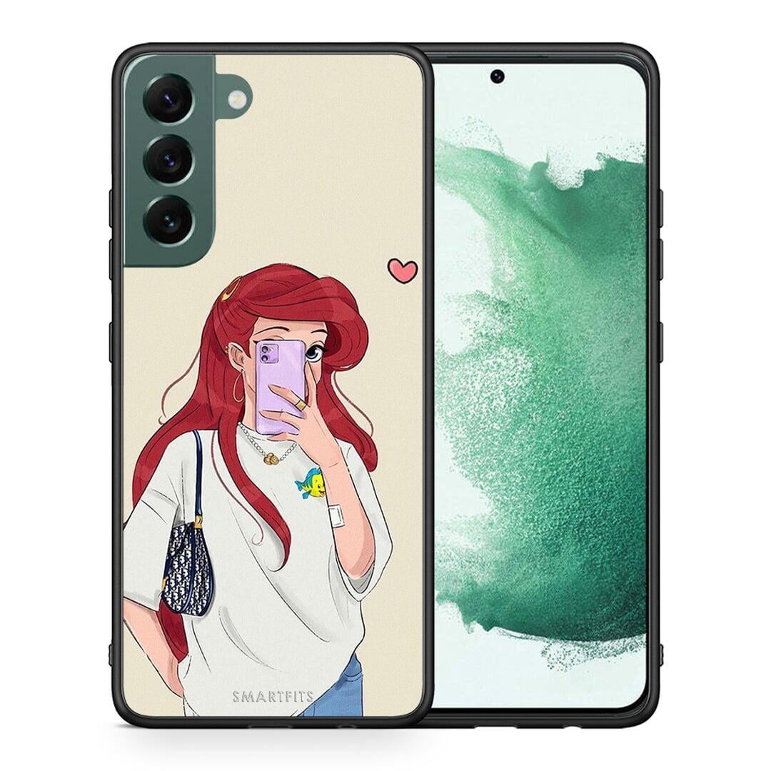 Θήκη Samsung S22 Plus Walking Mermaid από τη Smartfits με σχέδιο στο πίσω μέρος και μαύρο περίβλημα | Samsung S22 Plus Walking Mermaid case with colorful back and black bezels