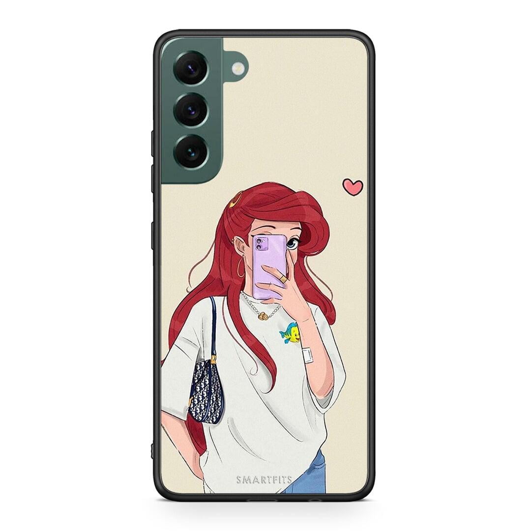 Samsung S22 Plus Walking Mermaid Θήκη από τη Smartfits με σχέδιο στο πίσω μέρος και μαύρο περίβλημα | Smartphone case with colorful back and black bezels by Smartfits