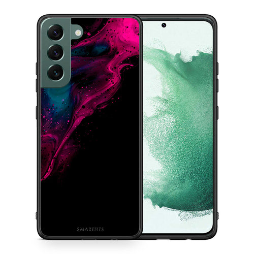 Θήκη Samsung S22 Plus Pink Black Watercolor από τη Smartfits με σχέδιο στο πίσω μέρος και μαύρο περίβλημα | Samsung S22 Plus Pink Black Watercolor case with colorful back and black bezels