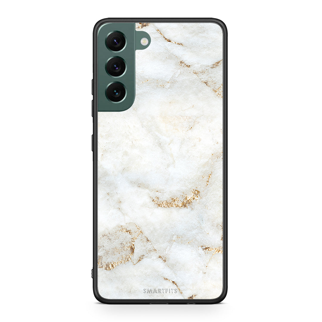 Samsung S22 Plus White Gold Marble θήκη από τη Smartfits με σχέδιο στο πίσω μέρος και μαύρο περίβλημα | Smartphone case with colorful back and black bezels by Smartfits