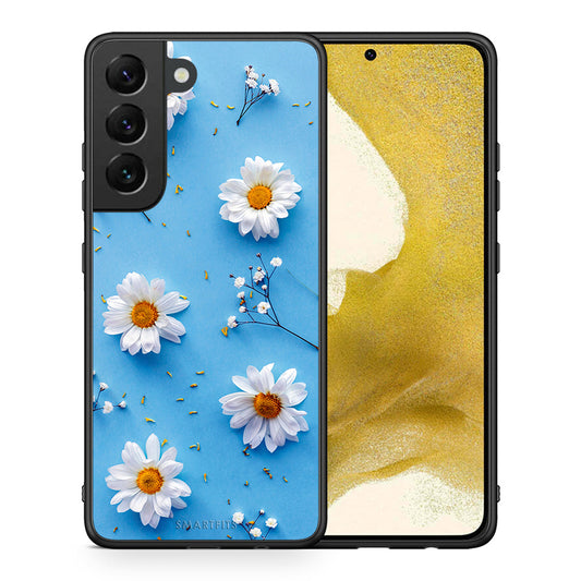 Θήκη Samsung S22 Real Daisies από τη Smartfits με σχέδιο στο πίσω μέρος και μαύρο περίβλημα | Samsung S22 Real Daisies case with colorful back and black bezels