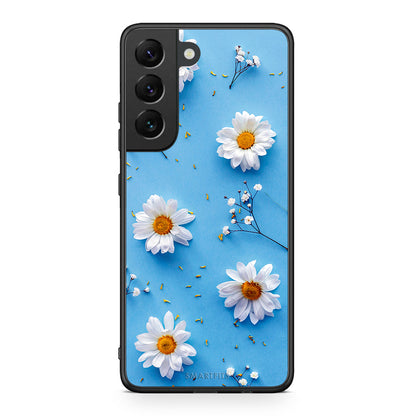 Samsung S22 Real Daisies θήκη από τη Smartfits με σχέδιο στο πίσω μέρος και μαύρο περίβλημα | Smartphone case with colorful back and black bezels by Smartfits
