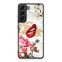 Thumbnail for Samsung S22 Red Lips θήκη από τη Smartfits με σχέδιο στο πίσω μέρος και μαύρο περίβλημα | Smartphone case with colorful back and black bezels by Smartfits
