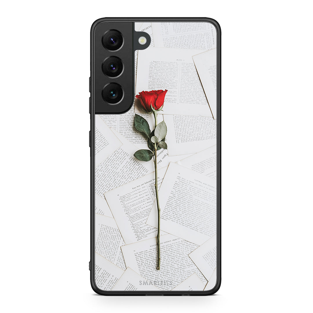 Samsung S22 Red Rose θήκη από τη Smartfits με σχέδιο στο πίσω μέρος και μαύρο περίβλημα | Smartphone case with colorful back and black bezels by Smartfits