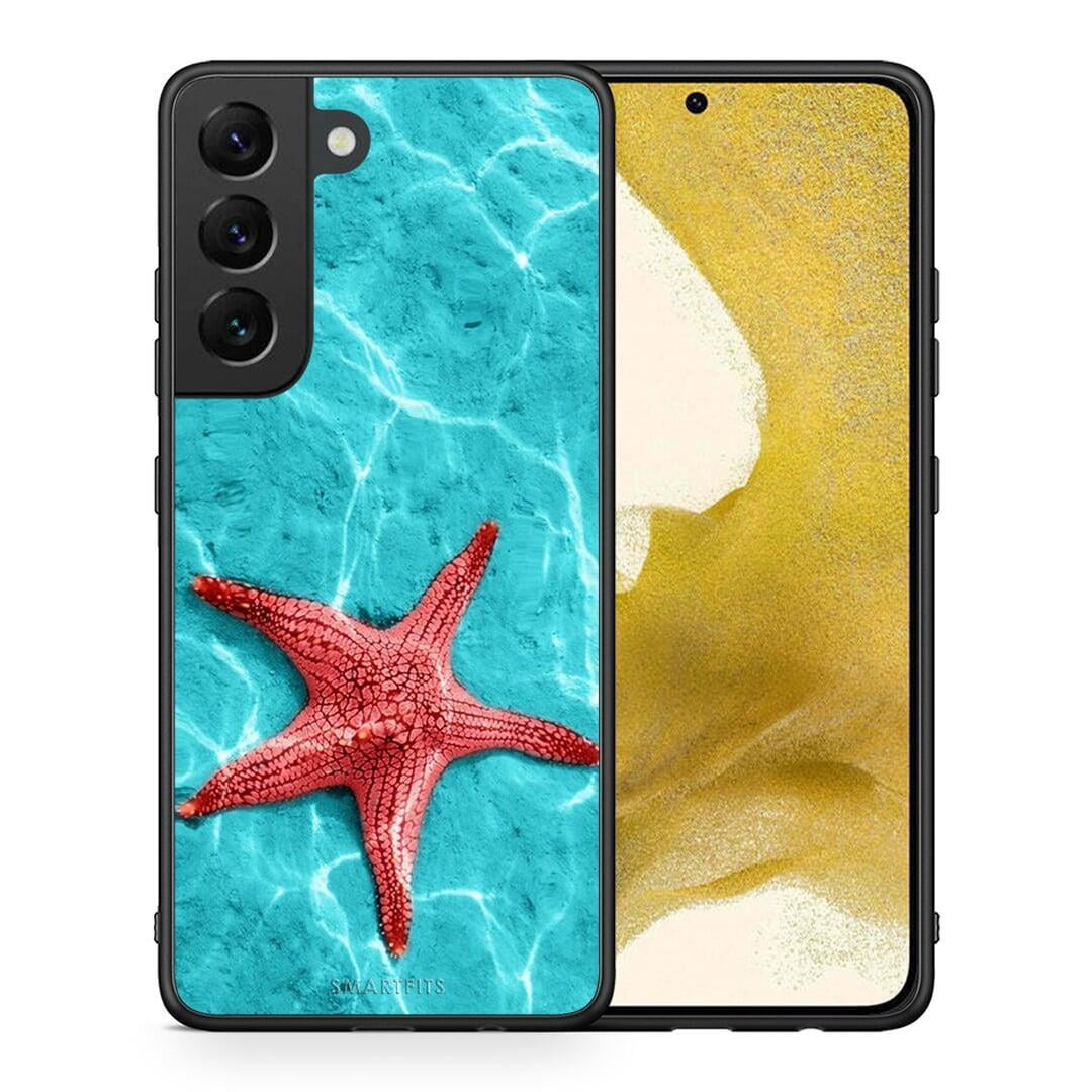 Θήκη Samsung S22 Red Starfish από τη Smartfits με σχέδιο στο πίσω μέρος και μαύρο περίβλημα | Samsung S22 Red Starfish case with colorful back and black bezels
