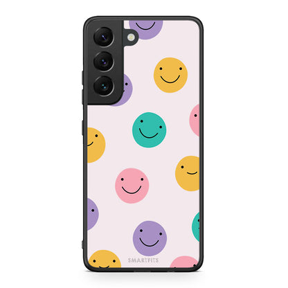 Samsung S22 Smiley Faces θήκη από τη Smartfits με σχέδιο στο πίσω μέρος και μαύρο περίβλημα | Smartphone case with colorful back and black bezels by Smartfits
