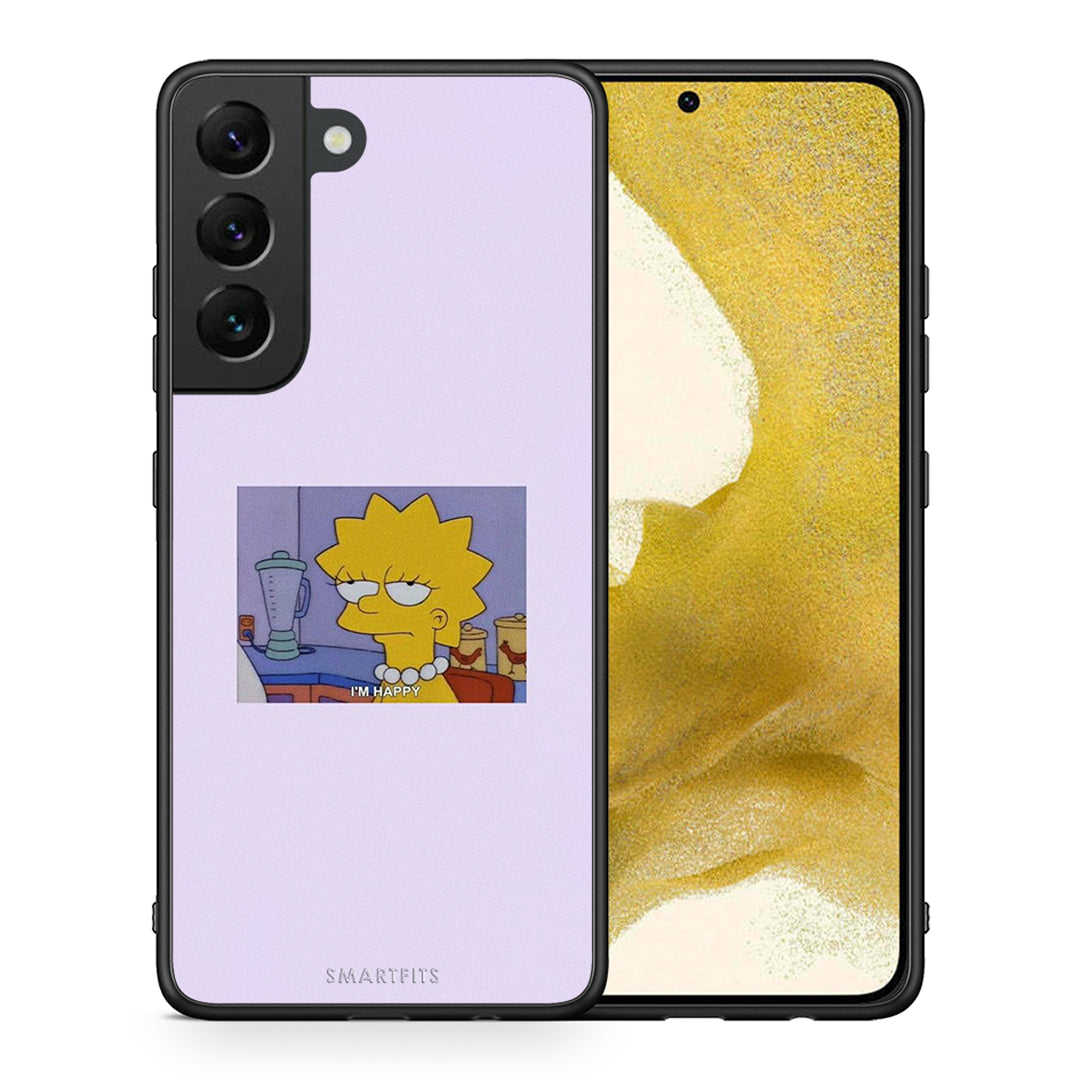 Θήκη Samsung S22 So Happy από τη Smartfits με σχέδιο στο πίσω μέρος και μαύρο περίβλημα | Samsung S22 So Happy case with colorful back and black bezels