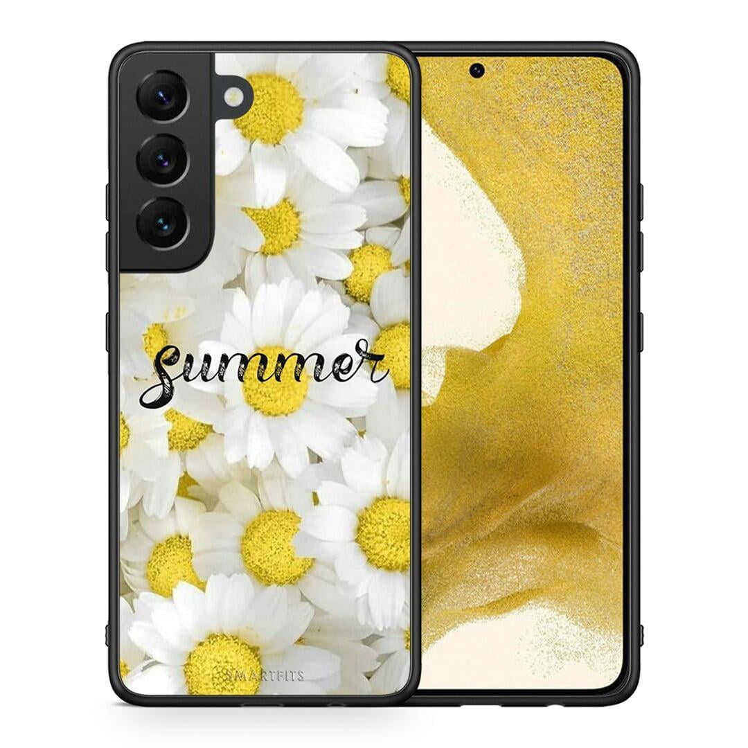 Θήκη Samsung S22 Summer Daisies από τη Smartfits με σχέδιο στο πίσω μέρος και μαύρο περίβλημα | Samsung S22 Summer Daisies case with colorful back and black bezels
