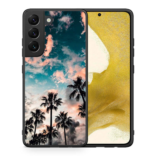 Θήκη Samsung S22 Sky Summer από τη Smartfits με σχέδιο στο πίσω μέρος και μαύρο περίβλημα | Samsung S22 Sky Summer case with colorful back and black bezels