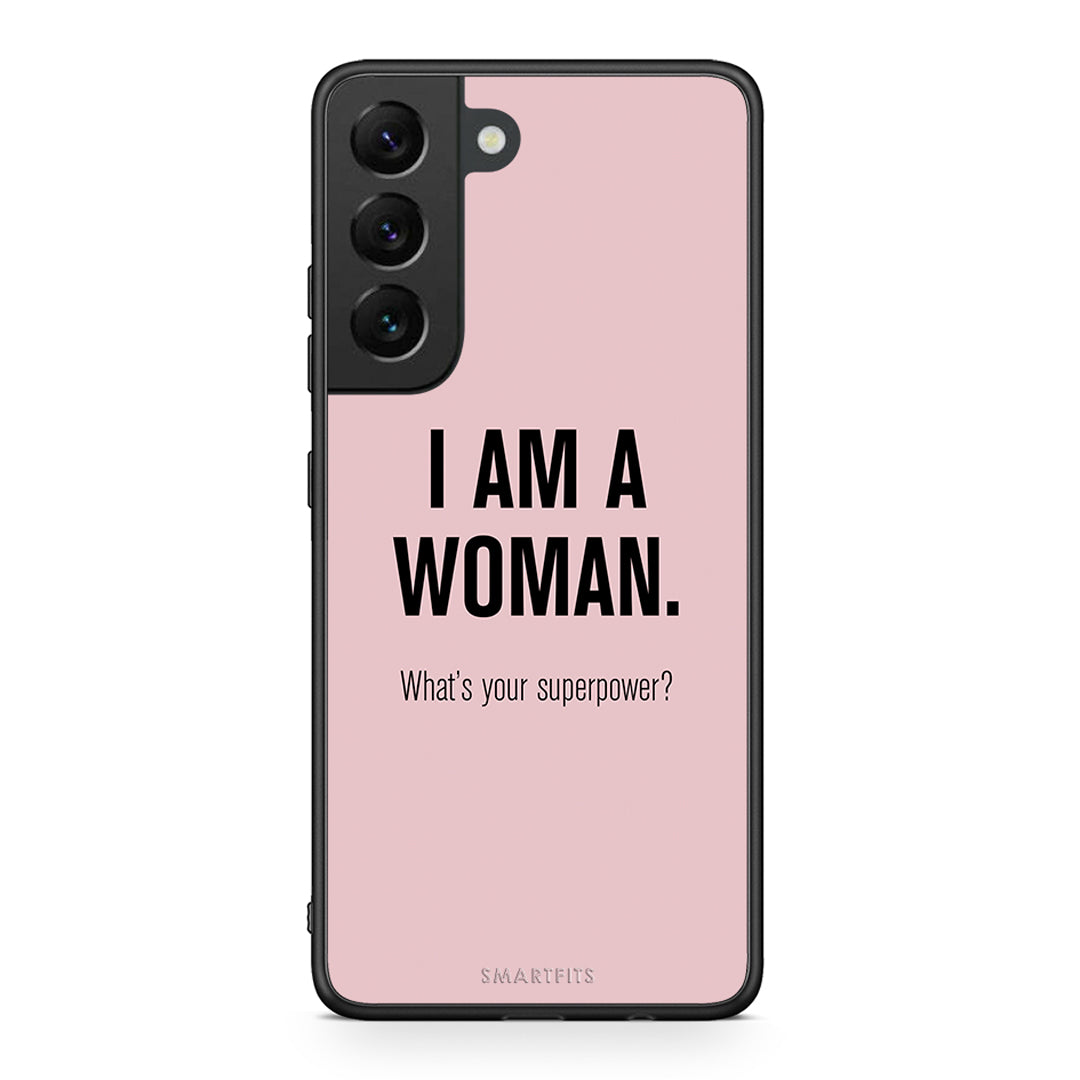 Samsung S22 Superpower Woman θήκη από τη Smartfits με σχέδιο στο πίσω μέρος και μαύρο περίβλημα | Smartphone case with colorful back and black bezels by Smartfits