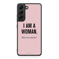 Thumbnail for Samsung S22 Superpower Woman θήκη από τη Smartfits με σχέδιο στο πίσω μέρος και μαύρο περίβλημα | Smartphone case with colorful back and black bezels by Smartfits