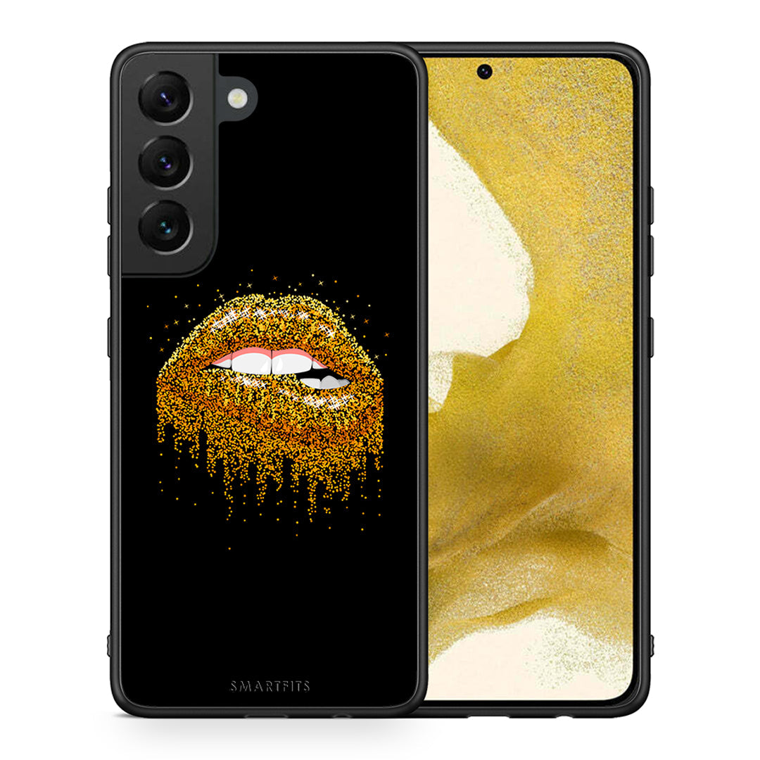 Θήκη Samsung S22 Golden Valentine από τη Smartfits με σχέδιο στο πίσω μέρος και μαύρο περίβλημα | Samsung S22 Golden Valentine case with colorful back and black bezels