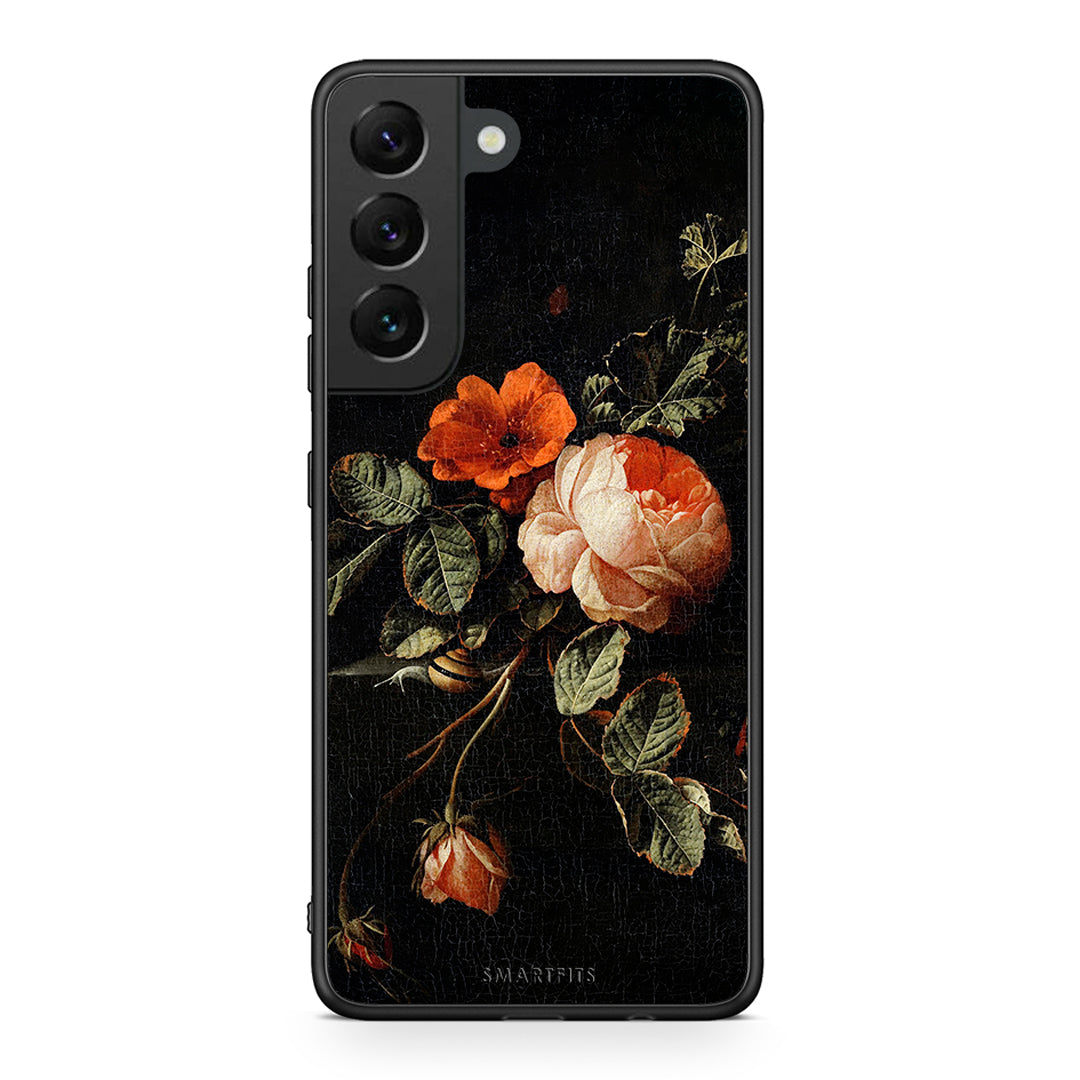 Samsung S22 Vintage Roses θήκη από τη Smartfits με σχέδιο στο πίσω μέρος και μαύρο περίβλημα | Smartphone case with colorful back and black bezels by Smartfits