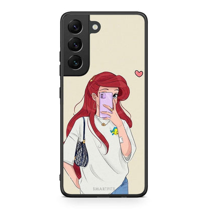 Samsung S22 Walking Mermaid Θήκη από τη Smartfits με σχέδιο στο πίσω μέρος και μαύρο περίβλημα | Smartphone case with colorful back and black bezels by Smartfits