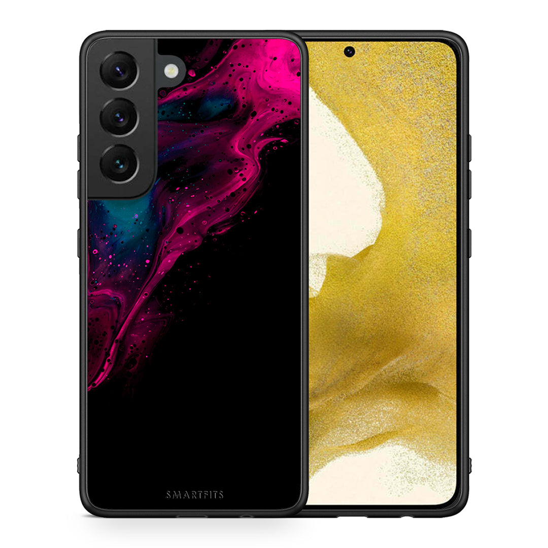 Θήκη Samsung S22 Pink Black Watercolor από τη Smartfits με σχέδιο στο πίσω μέρος και μαύρο περίβλημα | Samsung S22 Pink Black Watercolor case with colorful back and black bezels