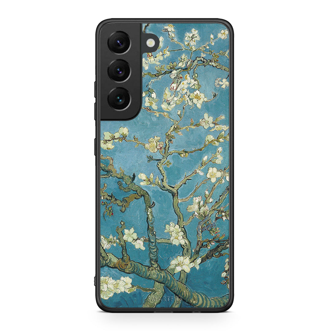 Samsung S22 White Blossoms θήκη από τη Smartfits με σχέδιο στο πίσω μέρος και μαύρο περίβλημα | Smartphone case with colorful back and black bezels by Smartfits