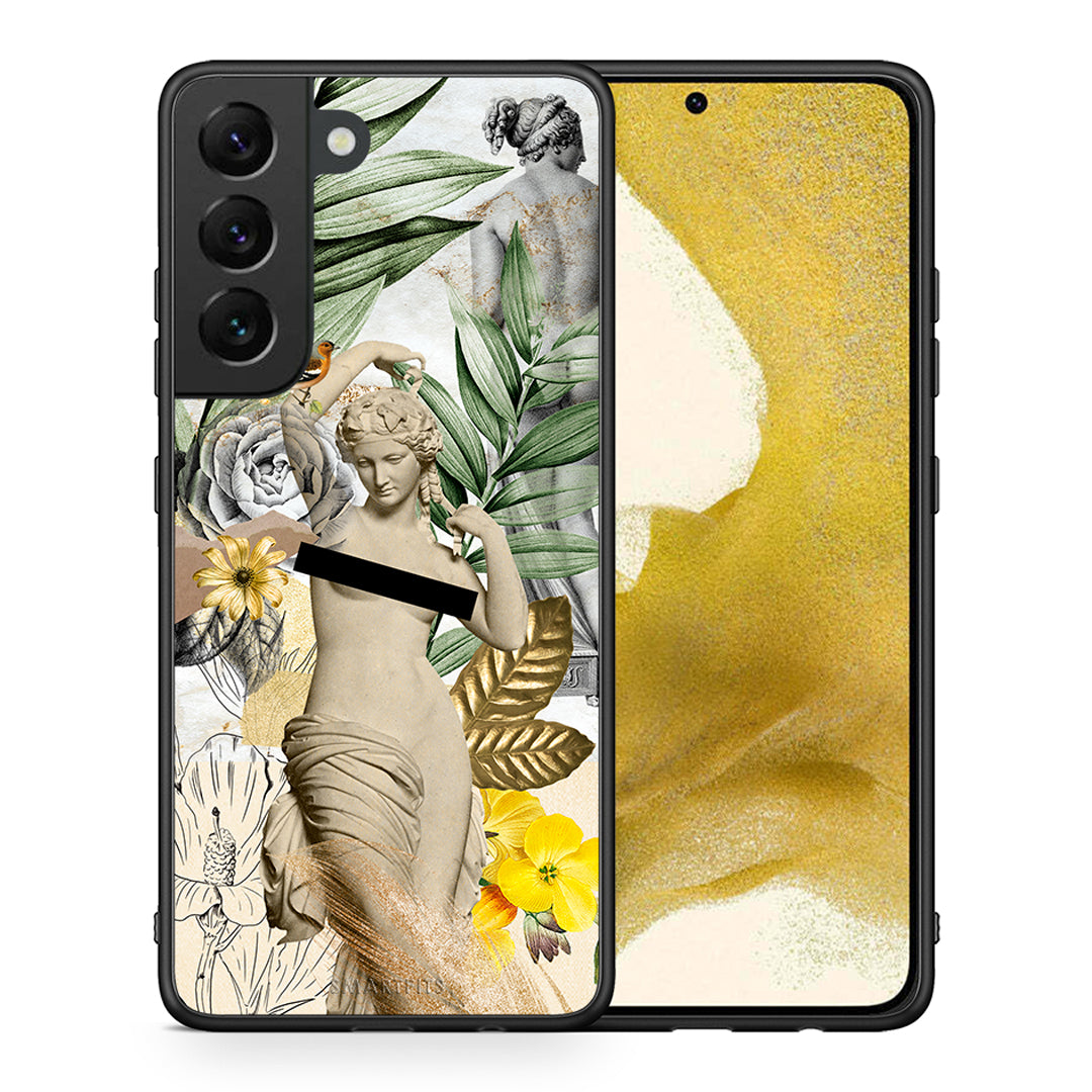 Θήκη Samsung S22 Woman Statue από τη Smartfits με σχέδιο στο πίσω μέρος και μαύρο περίβλημα | Samsung S22 Woman Statue case with colorful back and black bezels