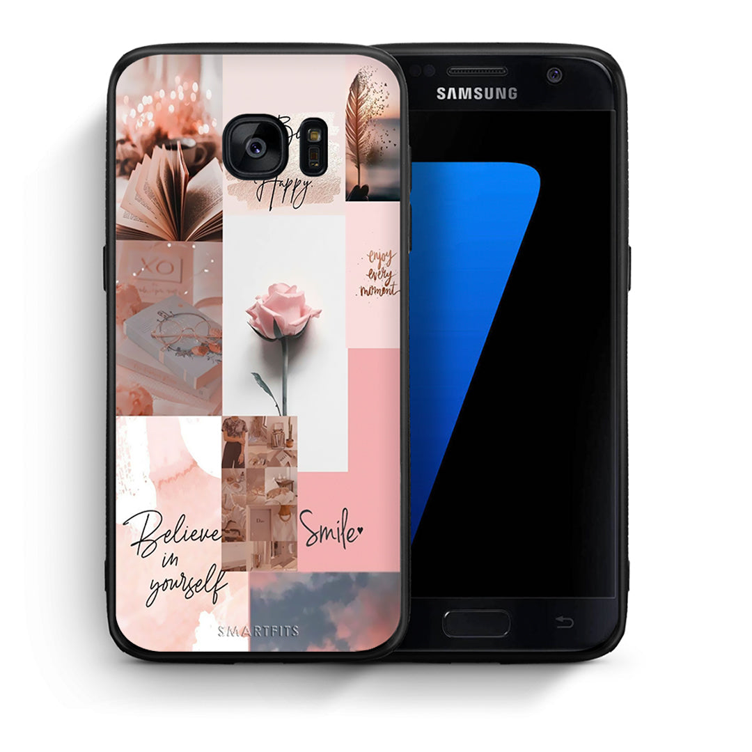 Θήκη Samsung S7 Aesthetic Collage από τη Smartfits με σχέδιο στο πίσω μέρος και μαύρο περίβλημα | Samsung S7 Aesthetic Collage case with colorful back and black bezels