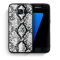 Thumbnail for Θήκη Samsung S7 White Snake Animal από τη Smartfits με σχέδιο στο πίσω μέρος και μαύρο περίβλημα | Samsung S7 White Snake Animal case with colorful back and black bezels