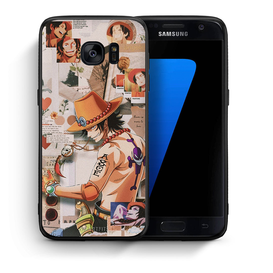 Θήκη Samsung S7 Anime Collage από τη Smartfits με σχέδιο στο πίσω μέρος και μαύρο περίβλημα | Samsung S7 Anime Collage case with colorful back and black bezels