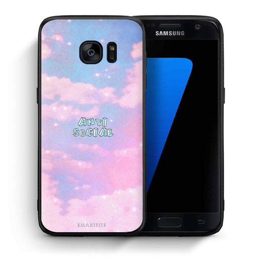 Θήκη Αγίου Βαλεντίνου Samsung S7 Anti Social από τη Smartfits με σχέδιο στο πίσω μέρος και μαύρο περίβλημα | Samsung S7 Anti Social case with colorful back and black bezels
