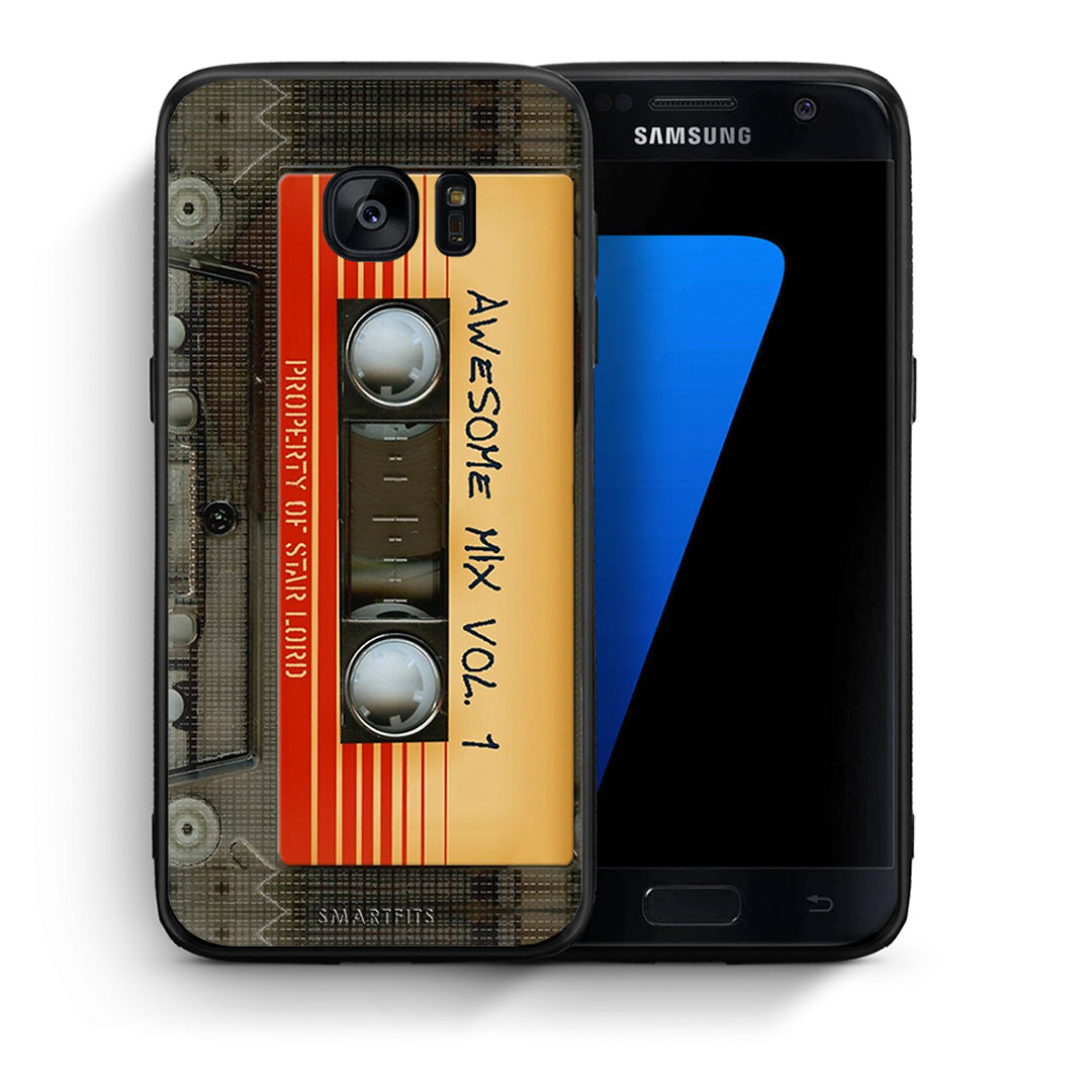 Θήκη Samsung S7 Awesome Mix από τη Smartfits με σχέδιο στο πίσω μέρος και μαύρο περίβλημα | Samsung S7 Awesome Mix case with colorful back and black bezels