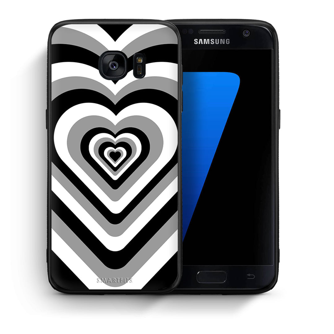 Θήκη Samsung S7 Black Hearts από τη Smartfits με σχέδιο στο πίσω μέρος και μαύρο περίβλημα | Samsung S7 Black Hearts case with colorful back and black bezels