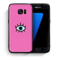 Thumbnail for Θήκη Samsung S7 Blue Eye Pink από τη Smartfits με σχέδιο στο πίσω μέρος και μαύρο περίβλημα | Samsung S7 Blue Eye Pink case with colorful back and black bezels