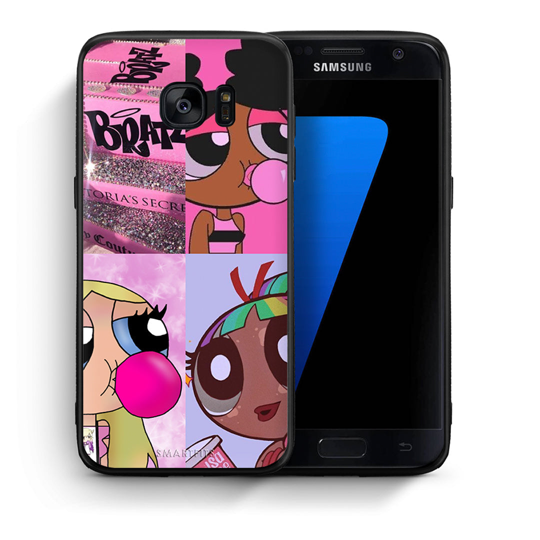 Θήκη Αγίου Βαλεντίνου Samsung S7 Bubble Girls από τη Smartfits με σχέδιο στο πίσω μέρος και μαύρο περίβλημα | Samsung S7 Bubble Girls case with colorful back and black bezels