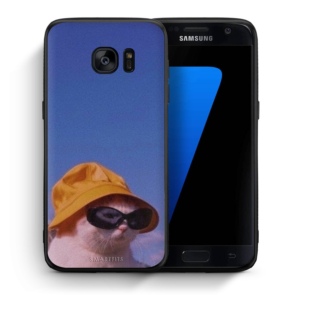 Θήκη Samsung S7 Cat Diva από τη Smartfits με σχέδιο στο πίσω μέρος και μαύρο περίβλημα | Samsung S7 Cat Diva case with colorful back and black bezels