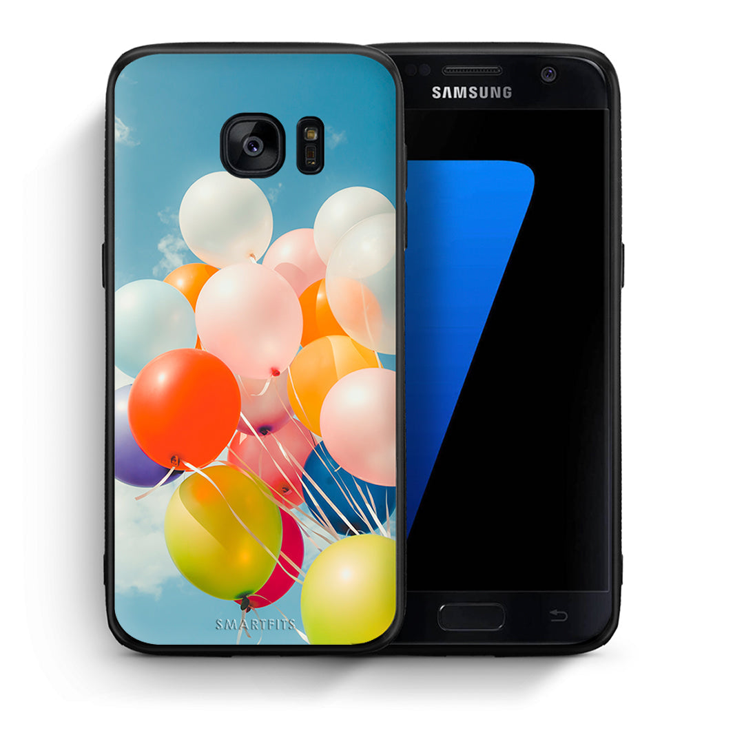 Θήκη Samsung S7 Colorful Balloons από τη Smartfits με σχέδιο στο πίσω μέρος και μαύρο περίβλημα | Samsung S7 Colorful Balloons case with colorful back and black bezels