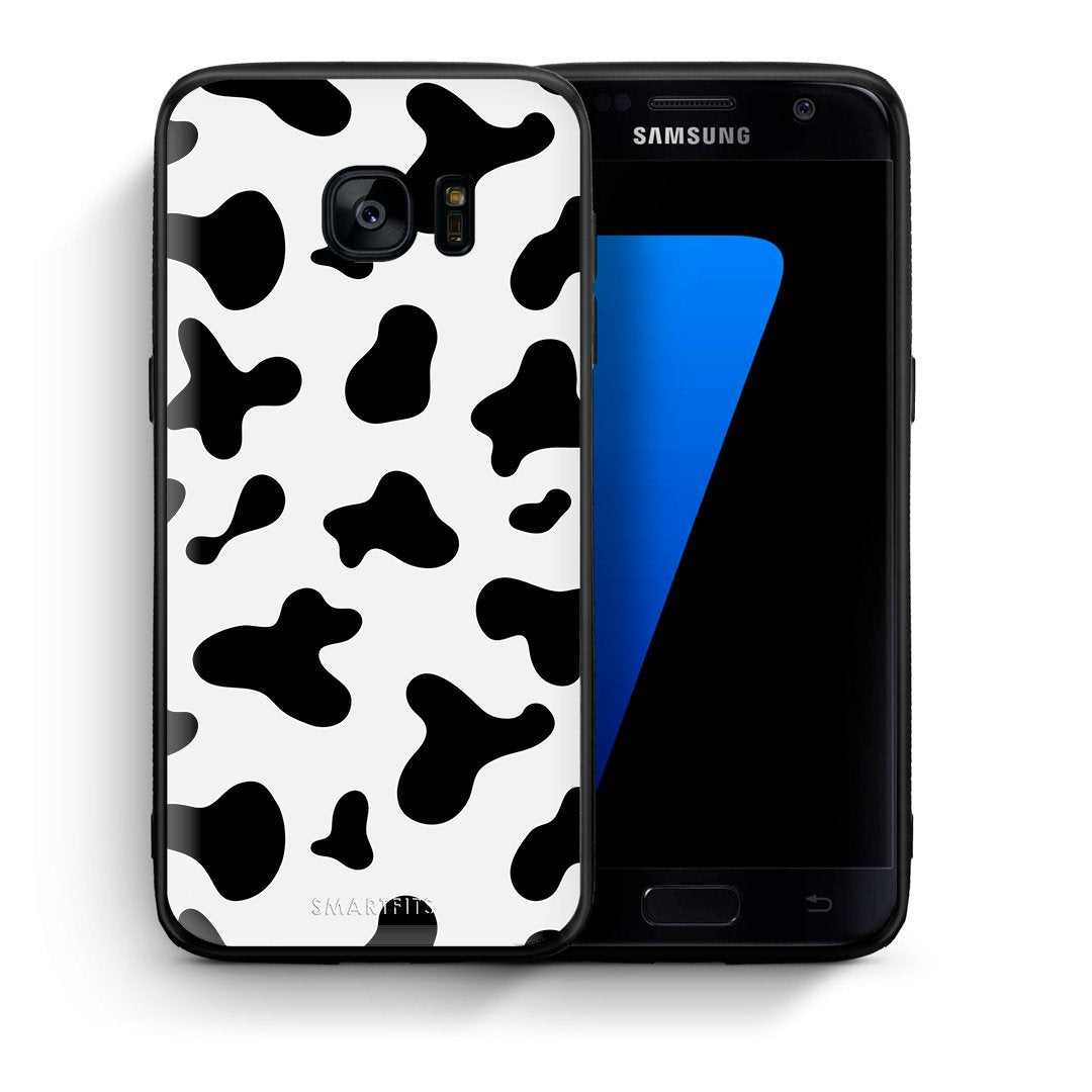 Θήκη Samsung S7 Cow Print από τη Smartfits με σχέδιο στο πίσω μέρος και μαύρο περίβλημα | Samsung S7 Cow Print case with colorful back and black bezels
