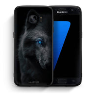 Thumbnail for Θήκη Samsung S7 Dark Wolf από τη Smartfits με σχέδιο στο πίσω μέρος και μαύρο περίβλημα | Samsung S7 Dark Wolf case with colorful back and black bezels