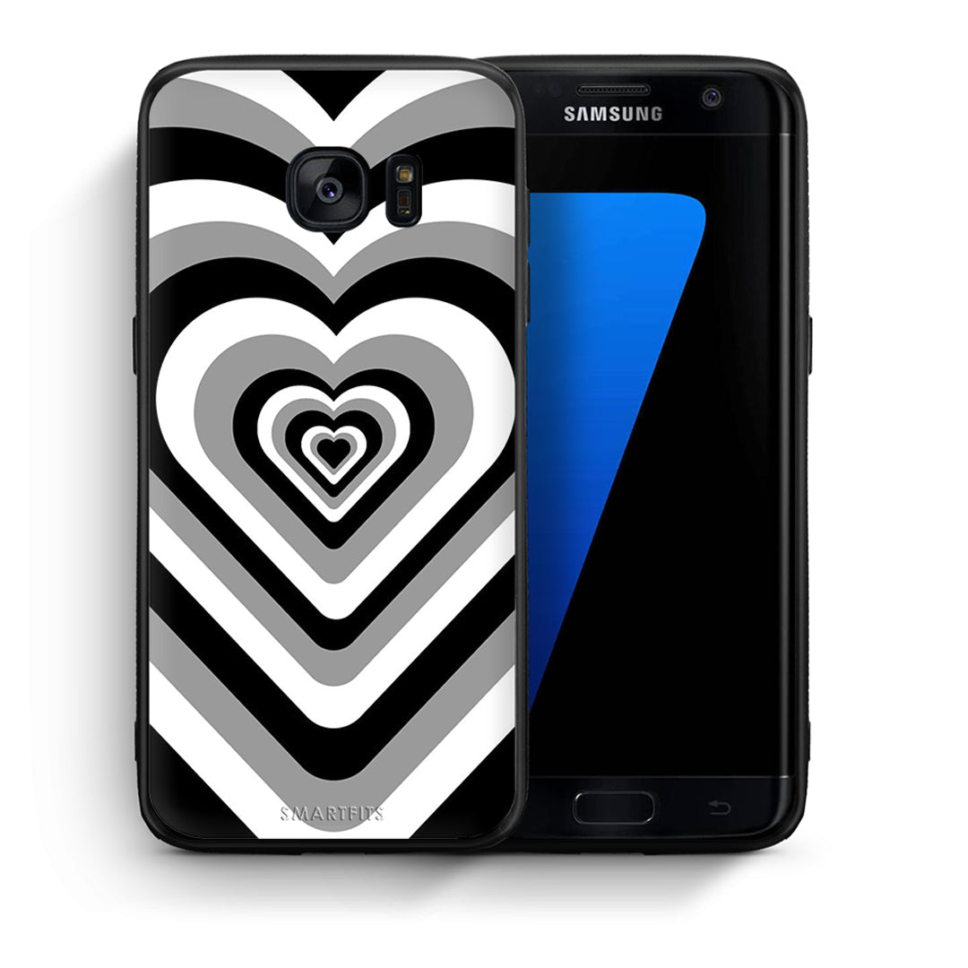 Θήκη Samsung S7 Edge Black Hearts από τη Smartfits με σχέδιο στο πίσω μέρος και μαύρο περίβλημα | Samsung S7 Edge Black Hearts case with colorful back and black bezels