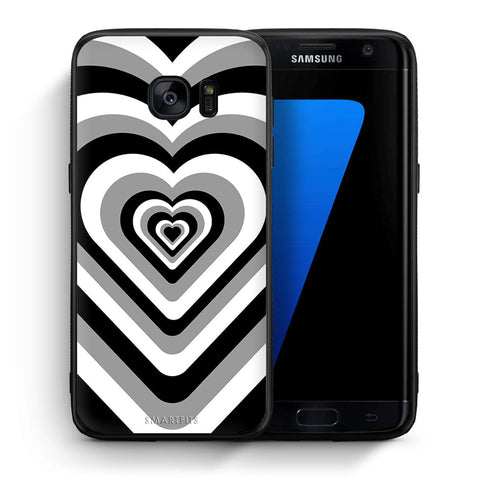 Θήκη Samsung S7 Edge Black Hearts από τη Smartfits με σχέδιο στο πίσω μέρος και μαύρο περίβλημα | Samsung S7 Edge Black Hearts case with colorful back and black bezels
