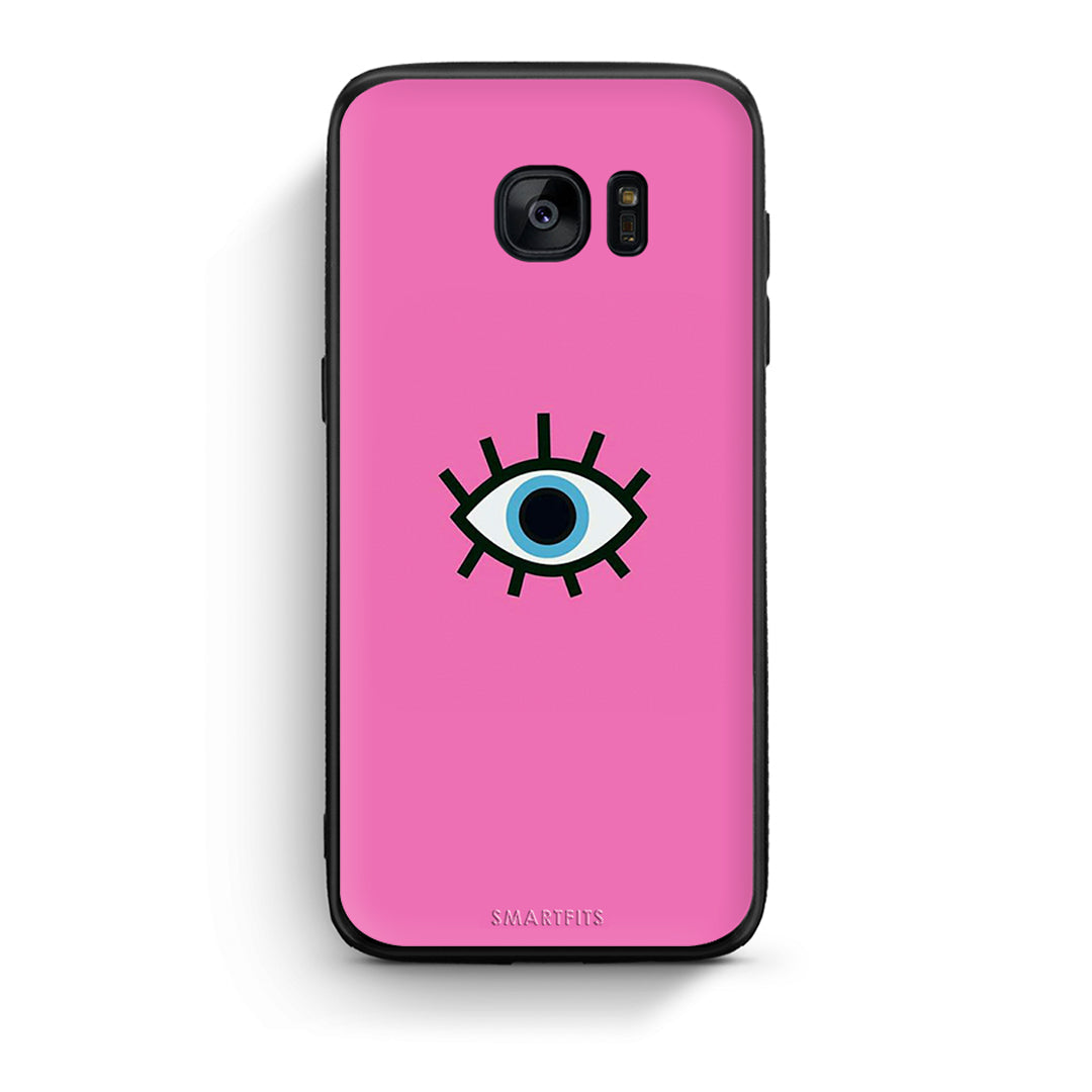 samsung s7 Blue Eye Pink θήκη από τη Smartfits με σχέδιο στο πίσω μέρος και μαύρο περίβλημα | Smartphone case with colorful back and black bezels by Smartfits