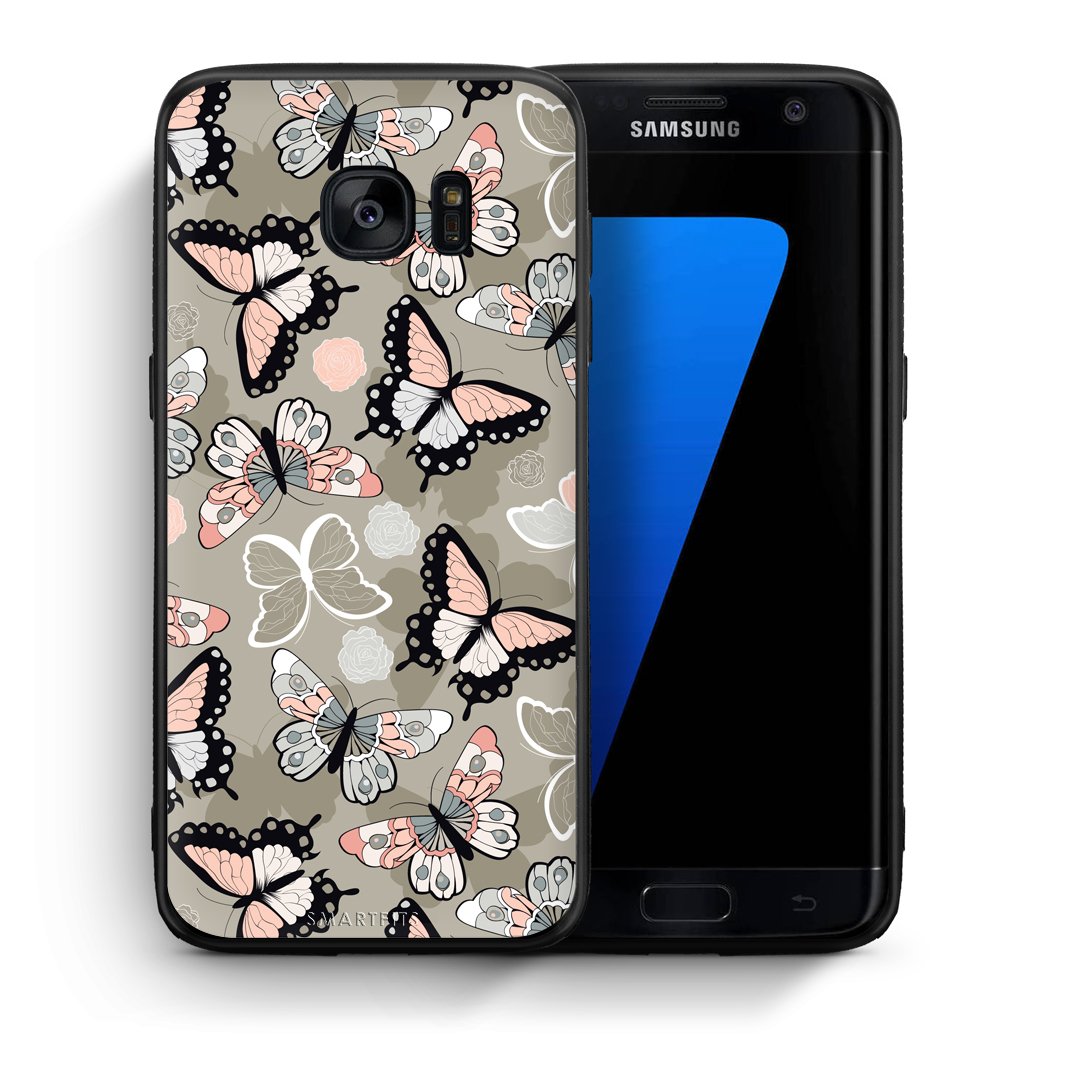 Θήκη Samsung S7 Edge Butterflies Boho από τη Smartfits με σχέδιο στο πίσω μέρος και μαύρο περίβλημα | Samsung S7 Edge Butterflies Boho case with colorful back and black bezels